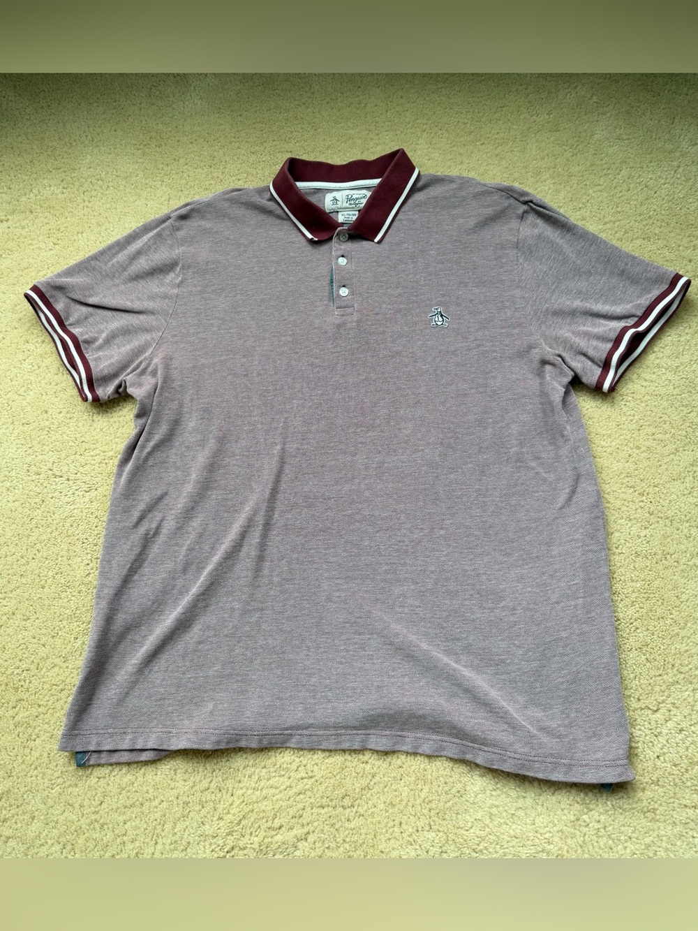 Original Penguin Men’s Burgundy Polo Shirt - Size XL - VGUC - 100% Cotton